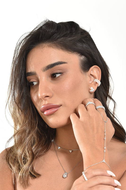 עגיל חישוק פנינים ללא חור